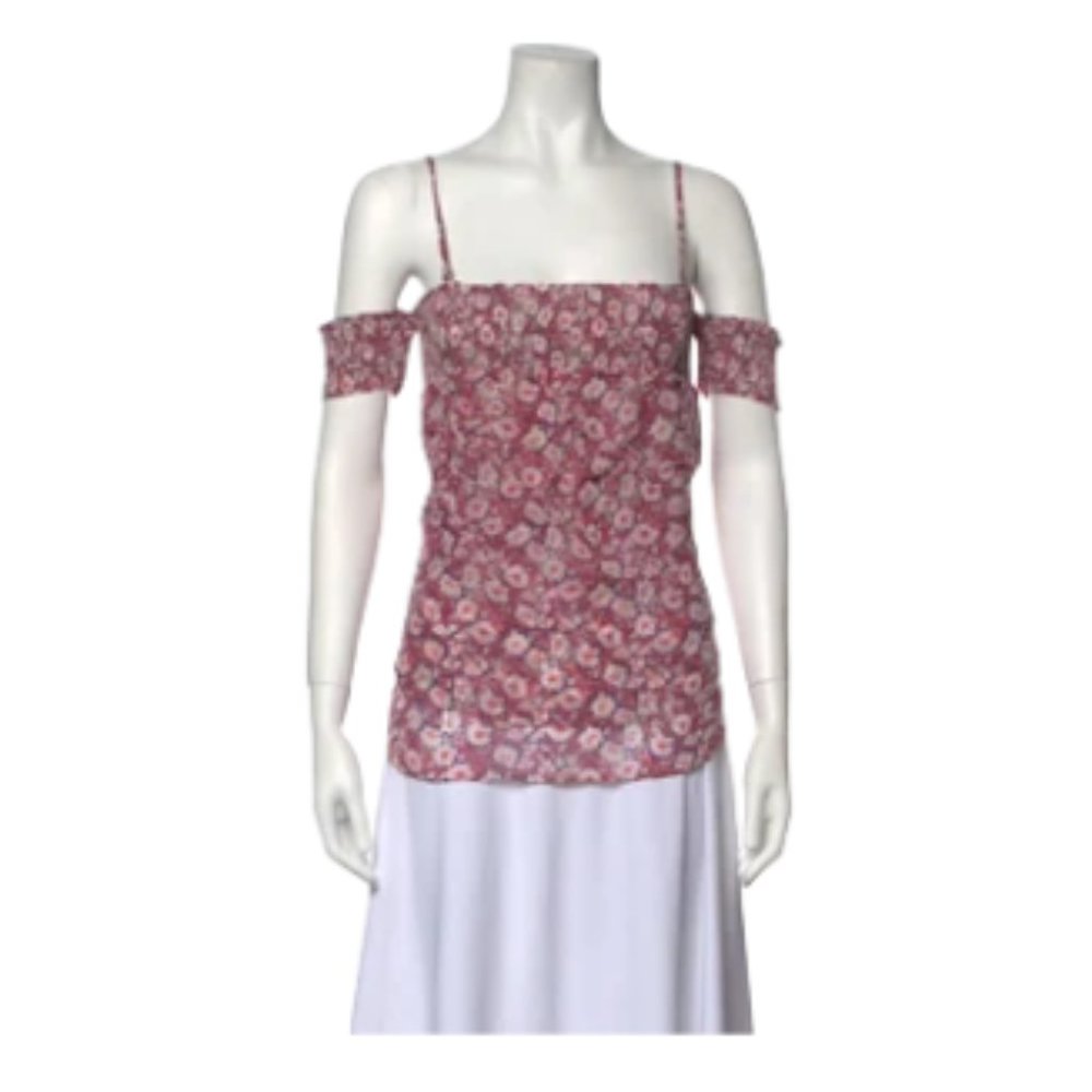 REBECCA MINKOFF Floral Print Square Neckline Top Cottage core vibe